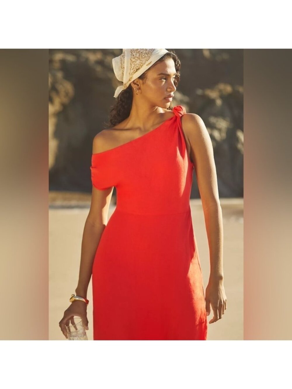 NWT Size S - By Anthropologie One-Shoulder Column Midi Dress